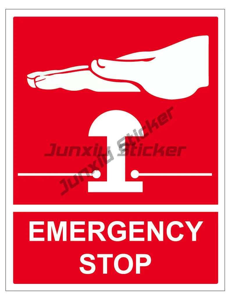 EMERGENCY STOP WARNING RED SELF ADHESIVE STICKERS SAFETY SIGNS BUSINESS