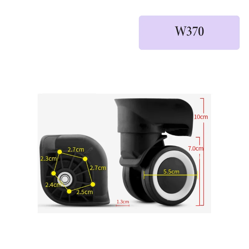 For W370/W370-2 Universal Suitcase Wheels 360° Rotation TPU Mute Heavy Duty Travel Luggage Repair Accessories
