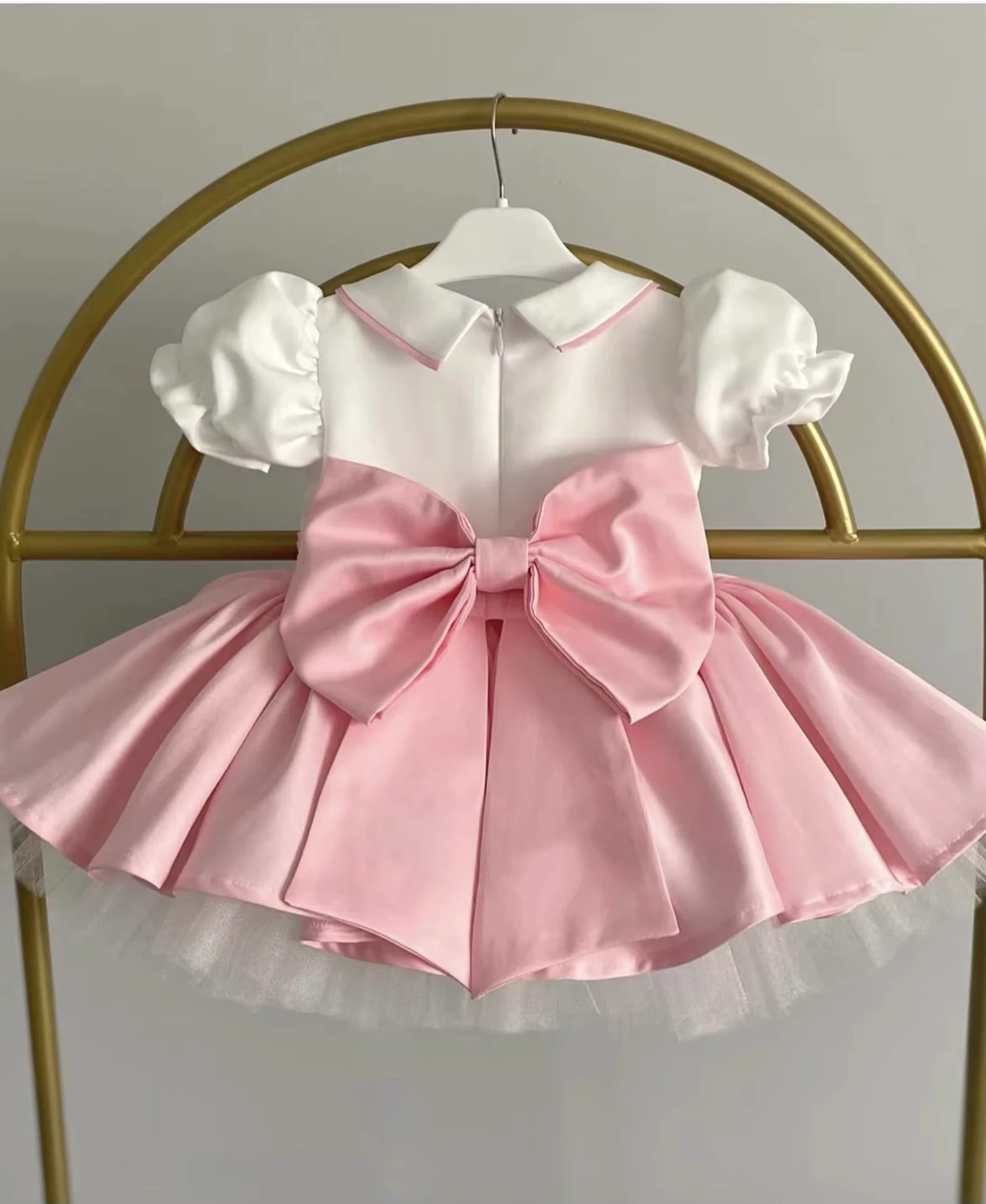 0-12Y Baby Girl Summer Merry-go-round Embroidery White Pink Dress for Party Eid Birthday Photography Causal  B60