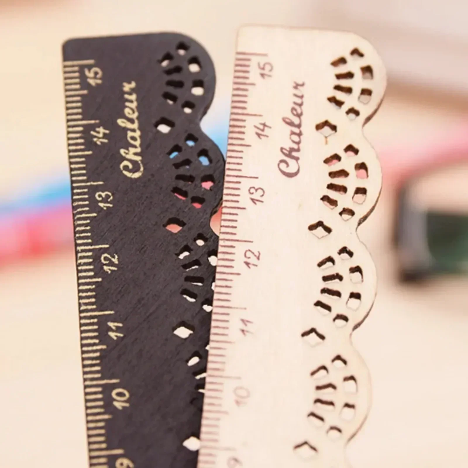 1 Pcs Korea Kawaii Cute Stationery Lace Brown Wood Ruler Sewing Ruler Office School Accessories