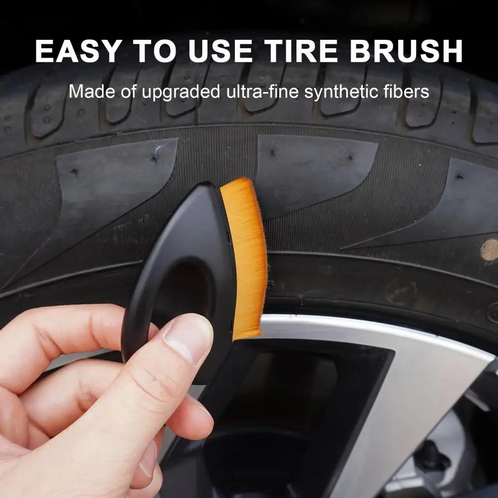 2Pcs Soft Bristle Car Tire Brush Ergonomic Handle Auto Detailing Brush High Density Portable Car Brush Interior