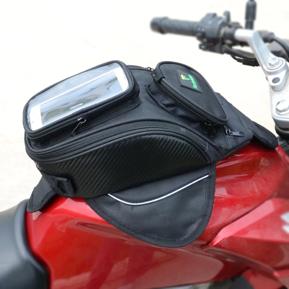 Universal Motorcycle Tank Bag Magnetic Waterproof Motorbike Fuel Tank Bag with Touch Screen Phone GPS Case Detachable Shoulder B