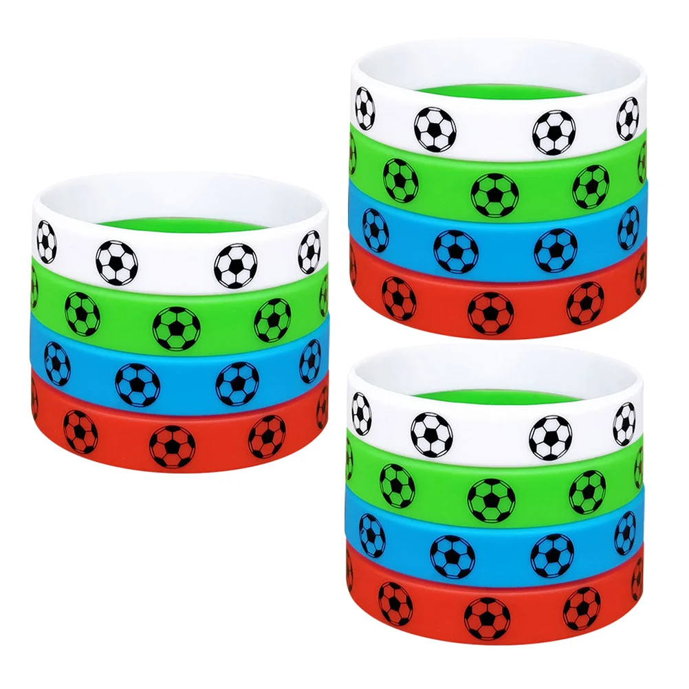

12Pcs Silicone Football Wristbands for Men Sports Themed Bracelets Accessories Lightweight Wear-Resistant Running