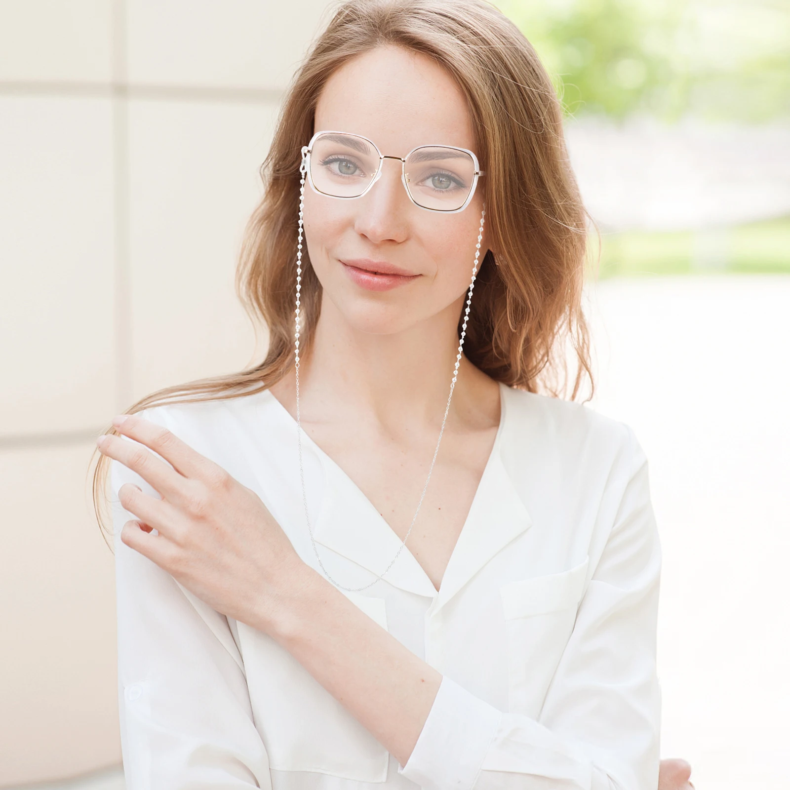 

2pcs Fashion Eyeglass Chain Pearl Bead Glasses Necklace Chic Eyewear Retainer Mask Strap Non-Slip Durable Glasses Chain For