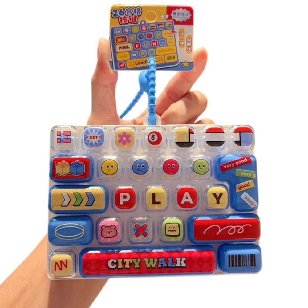 Portable 26 Grids Keyboard Clicker Keychain Cartoon Desktop Decoration Fingertip Button Keyring Decompression Relaxed Creative