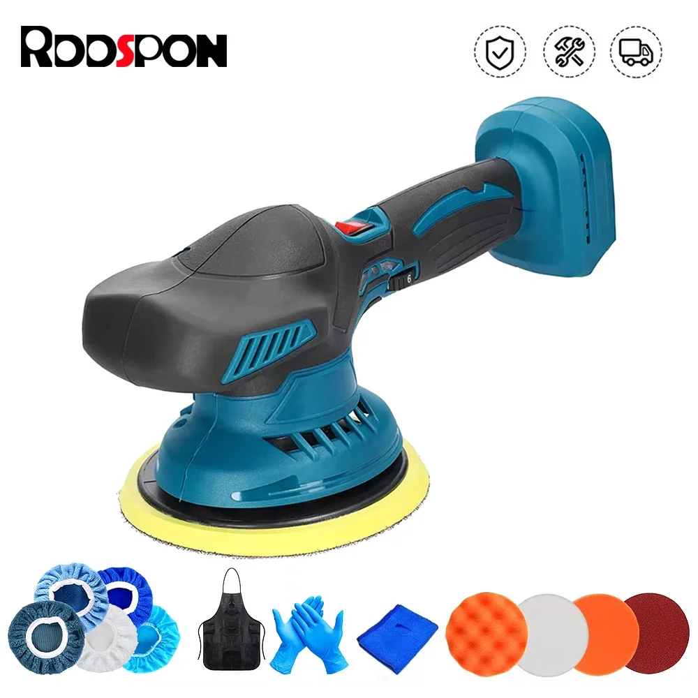 RDDSPON Cordless Electric Polisher 6 Gear Variable Speed Car Polishing Auto Waxing Sanding Power Tool For Makita 18V-21V Battery