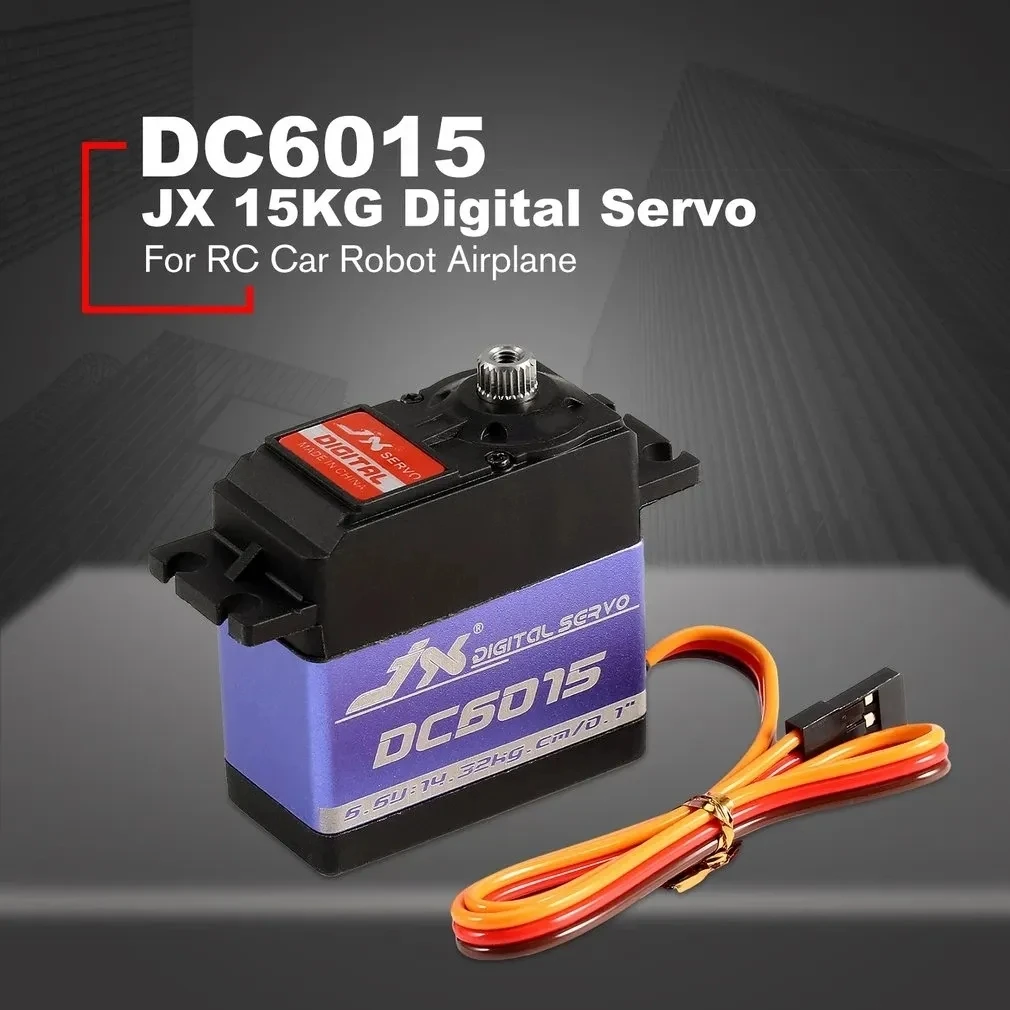 

JX Servo DC6015 4.8-6.6V 15KG Metal Gear 0.10 Sec Large Torque Digital Servo For RC Car Robot Airplane Aircraft Accessories