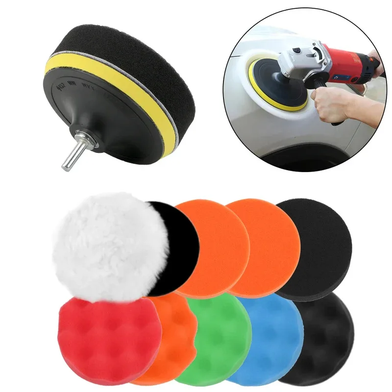 12Pcs/set Car Polishing Pad Paint Care Sponge Car Polisher Waxing Pads Buffing Kit Buffer Drill Wheel Polisher Accessories