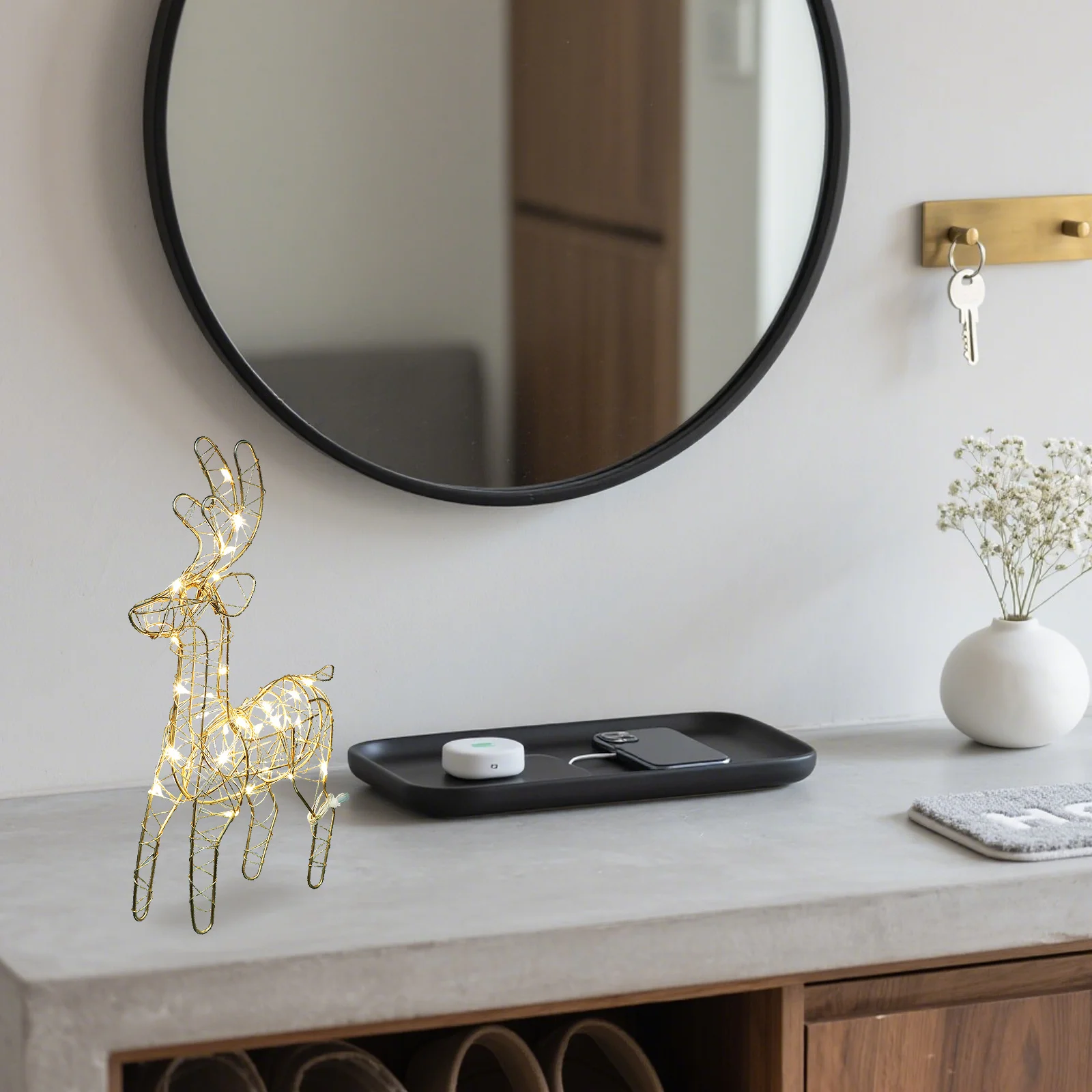 

Golden Reindeer Night Light Led Illuminated Reindeer Decoration Glowing Metal Sculpture For Christmas Holiday Home Decor Party