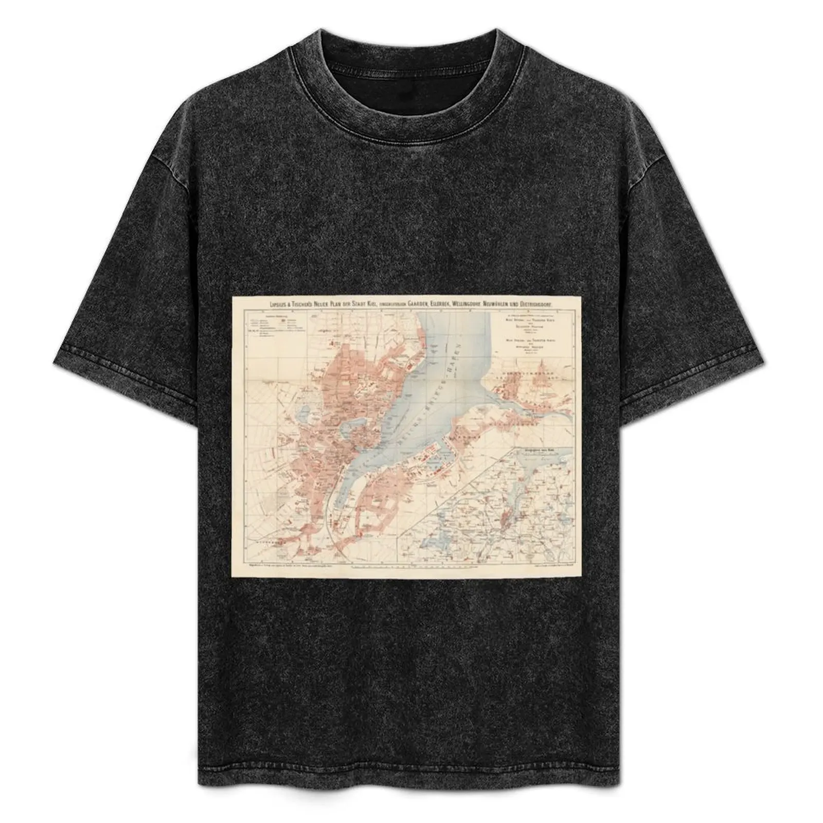 

Vintage Kiel Germany Map (1895) T-Shirt anime shirt cute clothes Luxury man mens plain t shirts