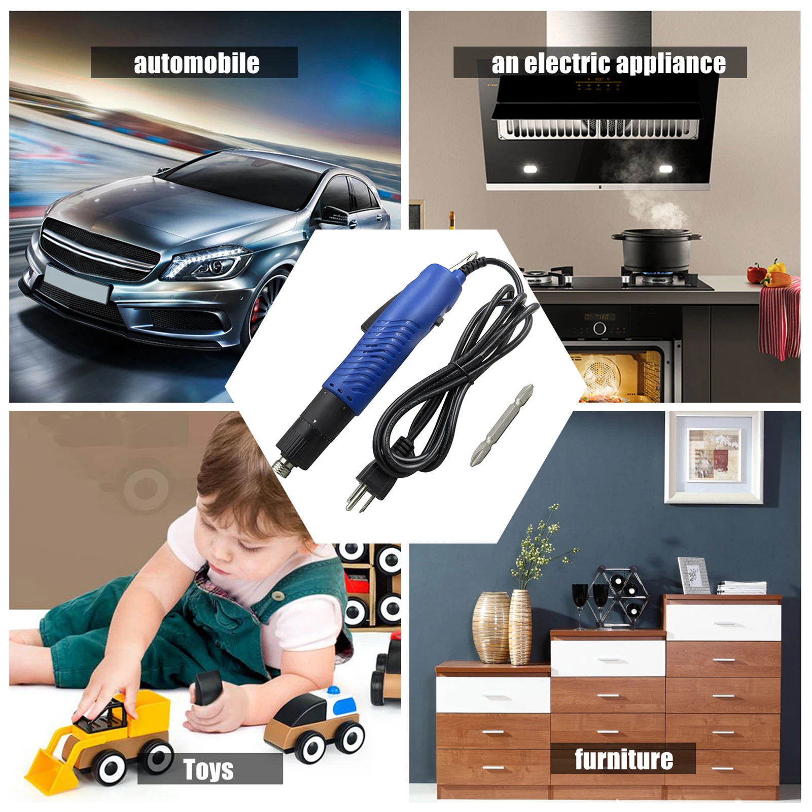 مفك براغي كهربائي محمول باليد مفك براغي كهربائي قابل للتعديل التواء 1/4 في أداة إصلاح محمولة بقطر المسمار