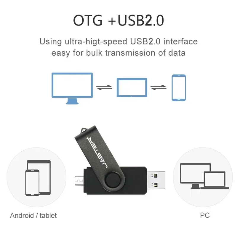JASTER-Interface Micro USB Rotada OTG Flash Drive, Pendrive, Telefone Android, Tablet, PC, Notebook, Pendrive, 32GB, 16GB, 64GB
