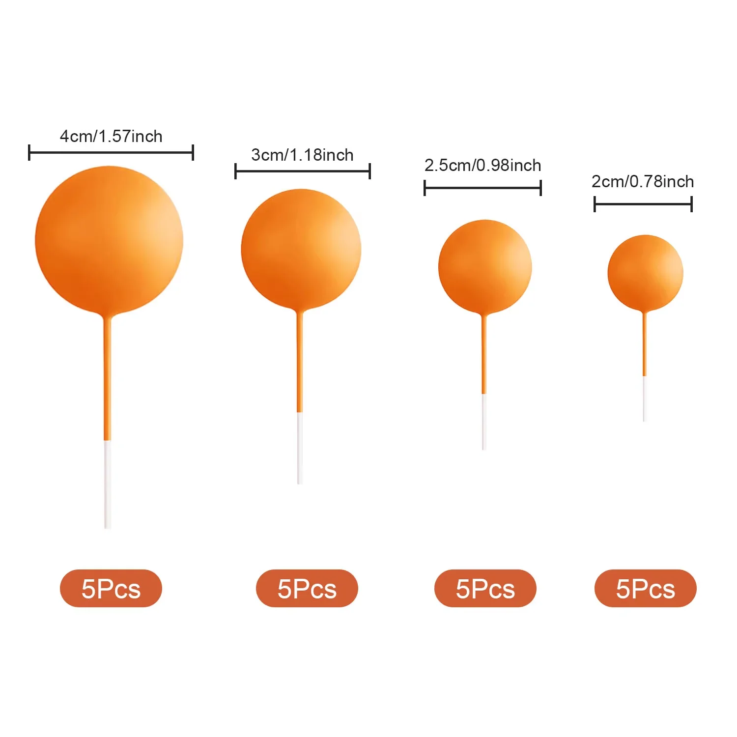 20pcs Ball Cake Topper Decorations Mini Balloons Cake Topper Sticks Orange Balls for Wedding Birthday Aniversary Cake Decoratio - Image 2