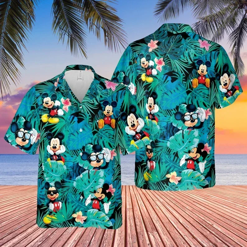 

2023 New Disney Hawaiian Shirt Mickey Mouse Hawaiian Shirt Beach Short Sleeve Shirt Casual Vacation Shirt Retro