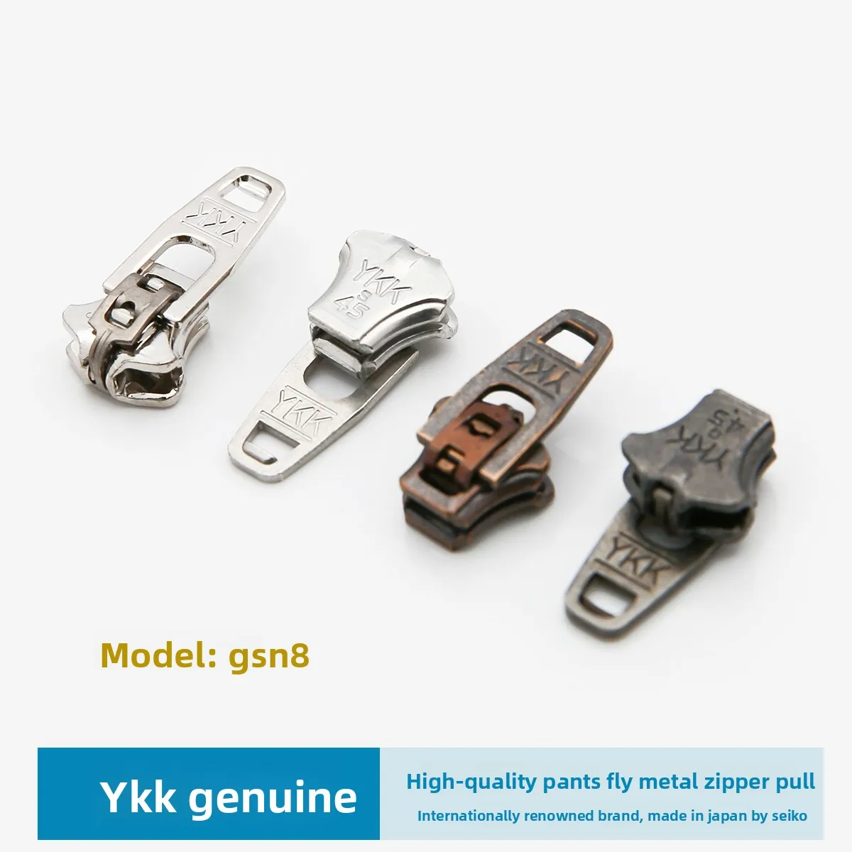 

15 Pieces YKK Genuine No. 3 Pure Copper Metal Slider GSN8 Pants Placket 3YG Zipper Special 45 Spring Semi-automatic Head