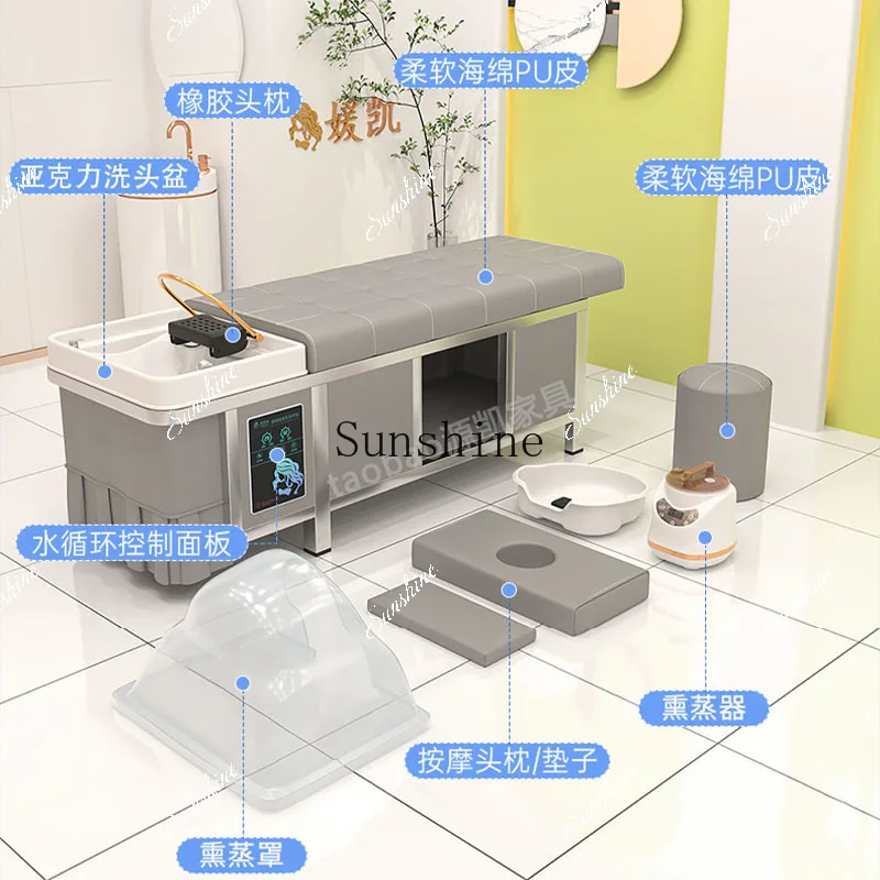

Shampoo bed barber shop special beauty salon constant temperature water circulation stainless steel fumigation TF