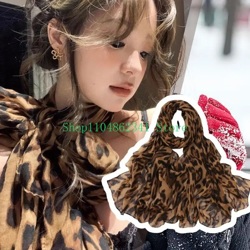 5asd 180cm Leopard Print Scarf Fashionable Neck Wrap Shawl Comfortable & Breathable