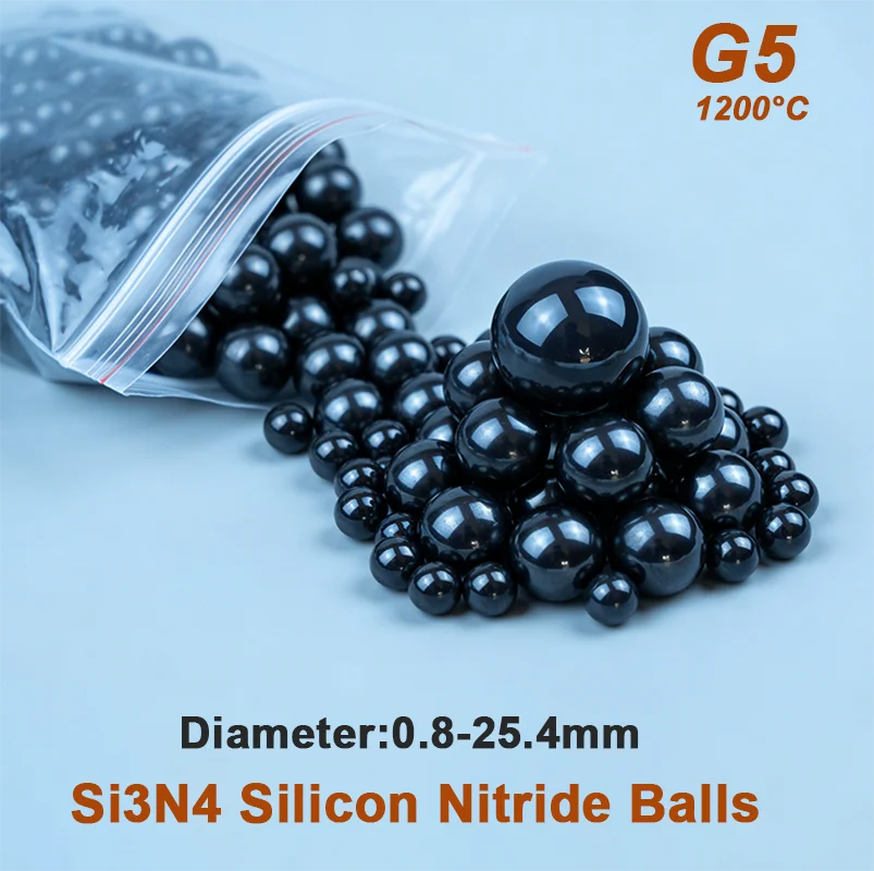 G5 Si3N4 Silicon Nitride Ceramic Balls 0.8/1/1.2/1.5/1.588/2/2.38/ 2.5/2.778~25.4mm High Precision Wear Resistant Bearing Balls