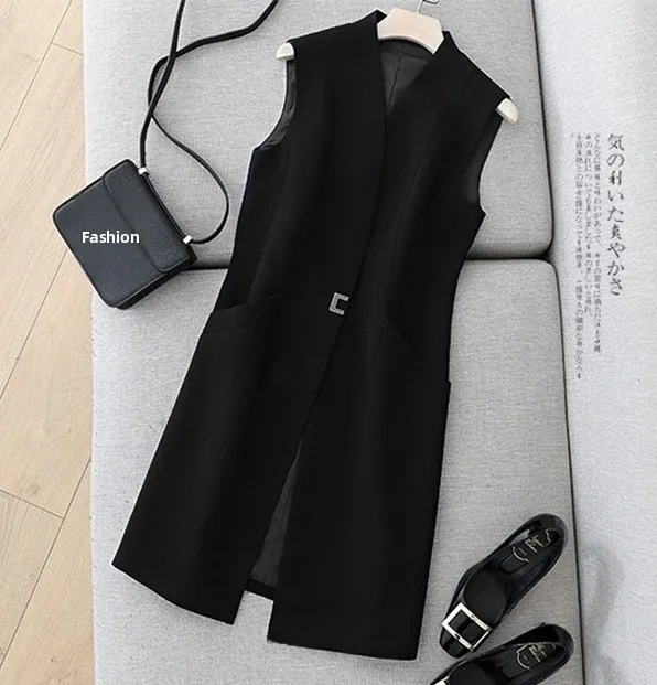 

Faionable Tailored Vest Women's Casual Slim Fit Versatile Korean Sle Spring Autumn Long Jaet Sli Commute Vest