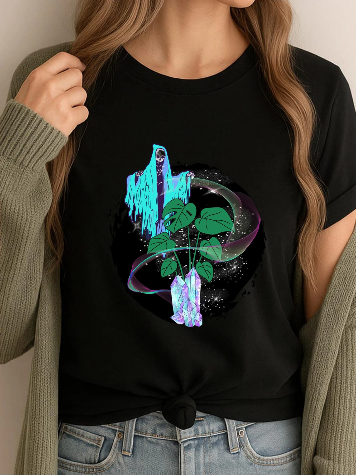 

Magical Plant Design Graphic T Shirts Men Cotton Breathable Printed Shirts For Men Streetwear Clothing