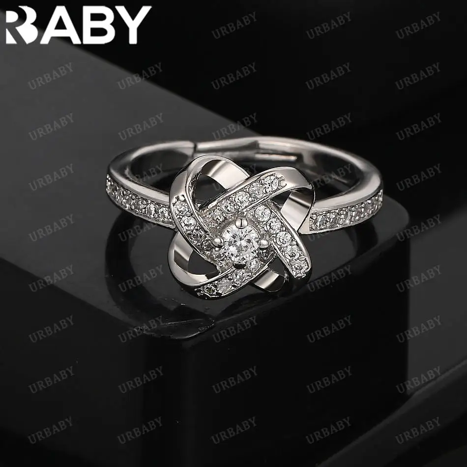 

URBABY 925 Sterling Silver Luxury Zircon Ring For Women Fashion Jewelry Charm Grace Noble Wedding Accessories