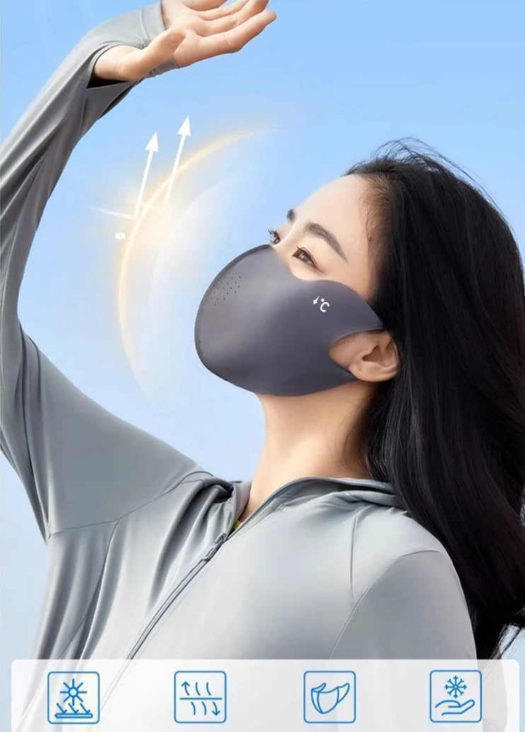 Kühlende Gesichtsmaske für Damen und Herren aus Eisseide – Leichte, waschbare, atmungsaktive Sommer-Gesichtsbedeckung für Autofahren, Radfahren und Sonnenschutz – Detail 11