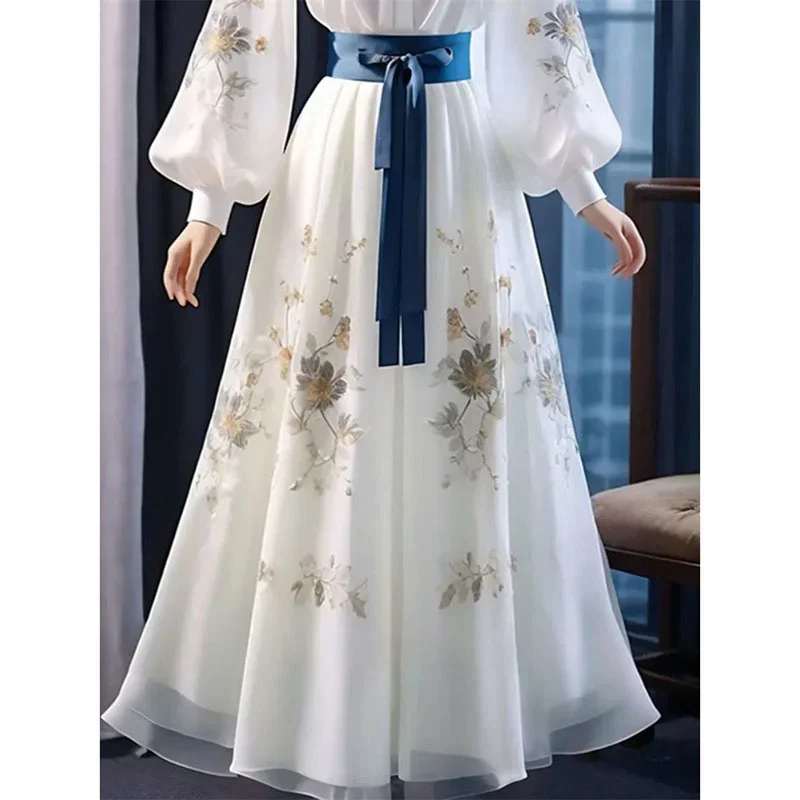 Robe imprimée blanche de style déesse pour femmes, haut de gamme, charme exquis, été, nouveau, 2024