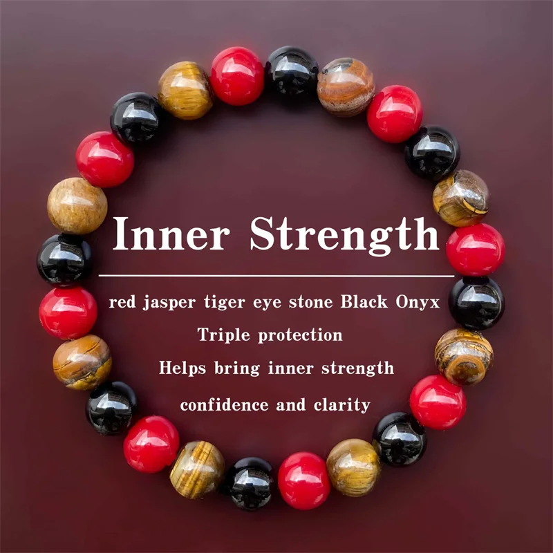 8mm Natural Stone Beaded Bracelet for Women Men Red Coral Crystal Quartzs Agate Tiger Eye Elastic Bangles Good Luck Jewelry