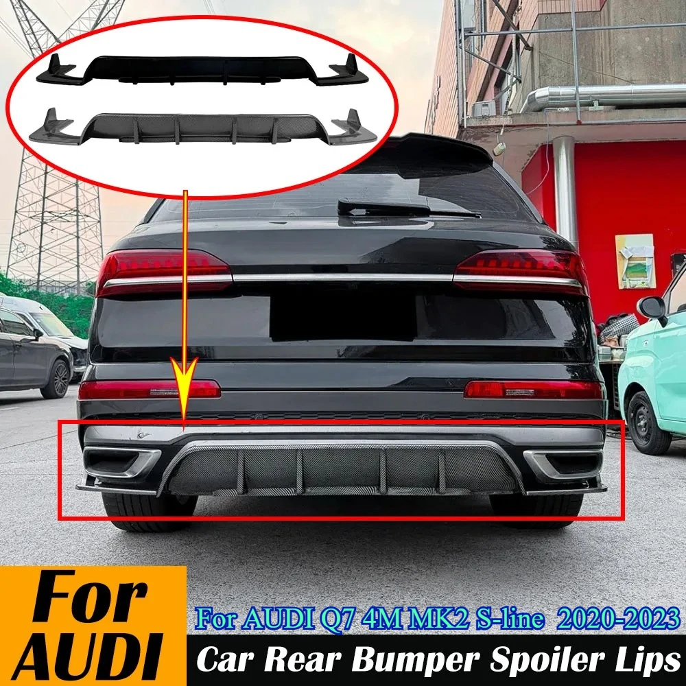 Car Rear Bumper Spoiler Lips for AUDI Q7 4M MK2 S-line TFSI 2020-2023 Lower Shovel Skirt Diffuser Splitter Board Accessories