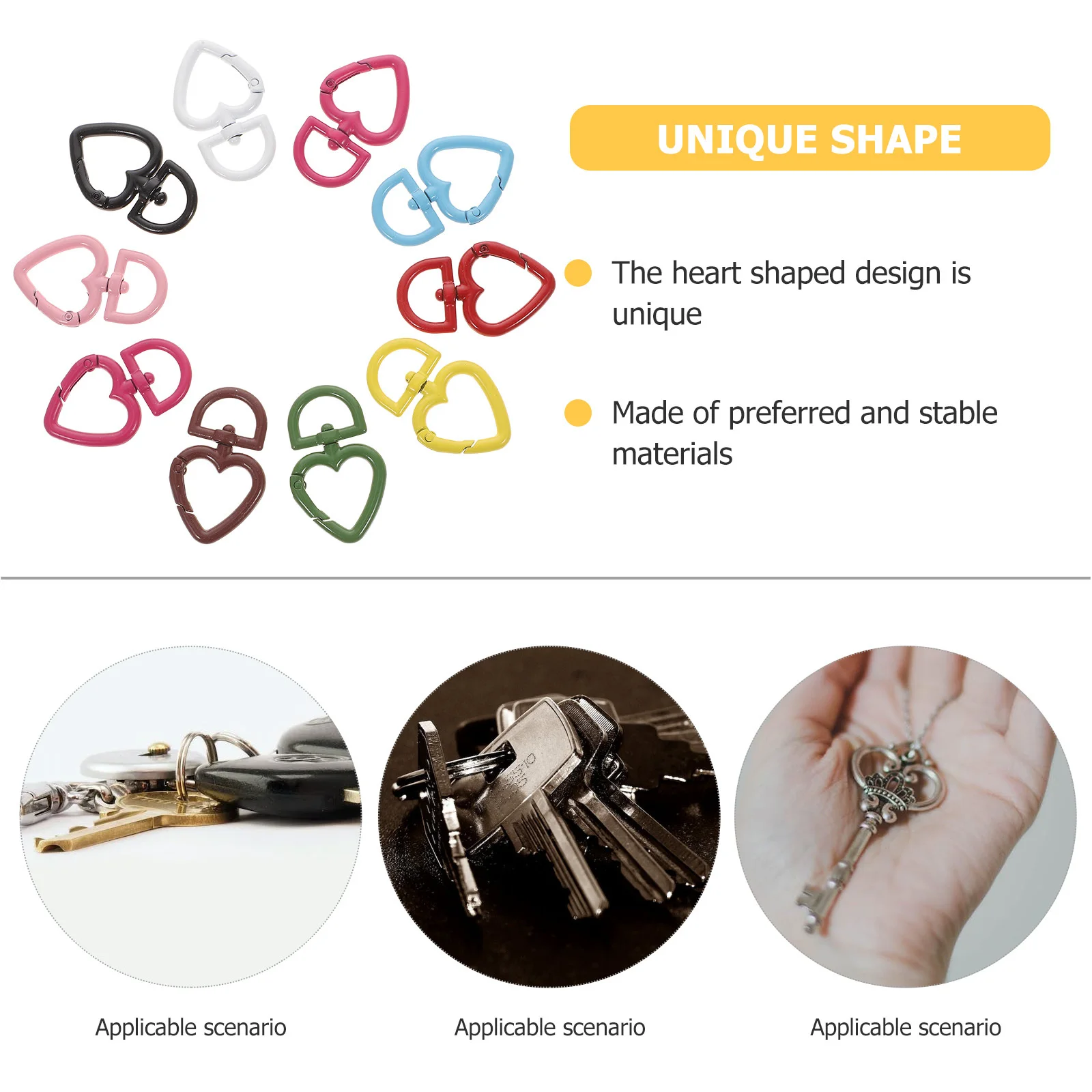 

10Pcs Heart Clasps for Keychains Jewelry Making Findings Mixed Color Unique Design Practical Connection Effects