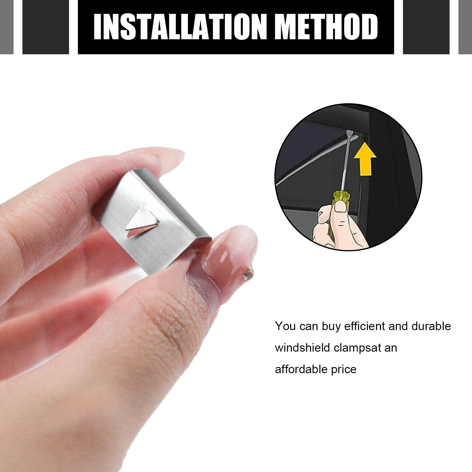 مشابك تركيب منحرف المطر والرياح، مشبك حواجب المطر للسيارة من الفولاذ المقاوم للصدأ، ملحق حاجز النافذة للمركبة، HEKO G3 #6