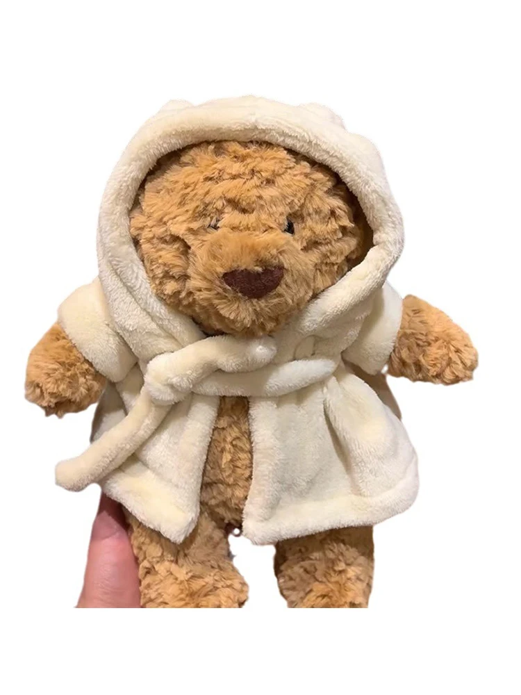 Niedlicher Hasen-Kapuzenbademantel Teddybär Plüschpuppe Weiches Stofftier Sofa-Deko Geburtstags-Valentinstaggeschenk Kuscheltier