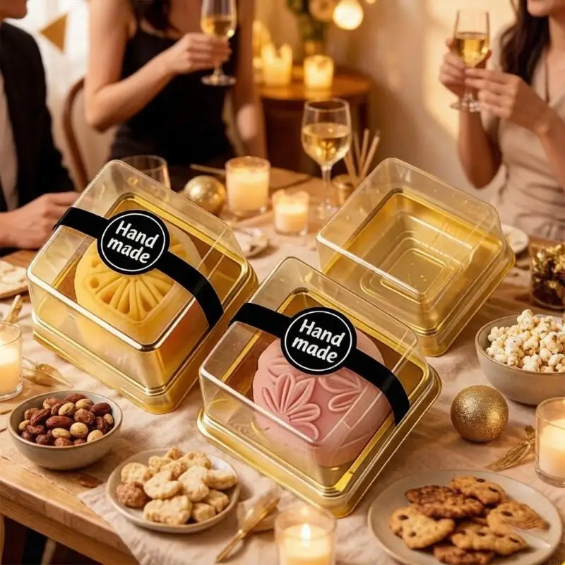

50Pcs Mini Cake Boxes Plastic Clear Container With Lids For Cupcakes Muffins Desserts Storage And Display 87HA