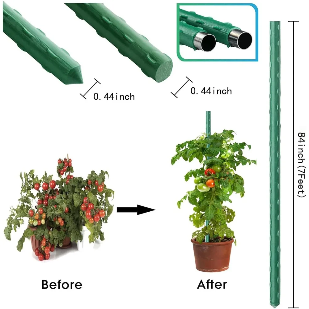 7FT Plant Stakes (25-Pack) - Durable Steel Garden Supports for Climbing Plants