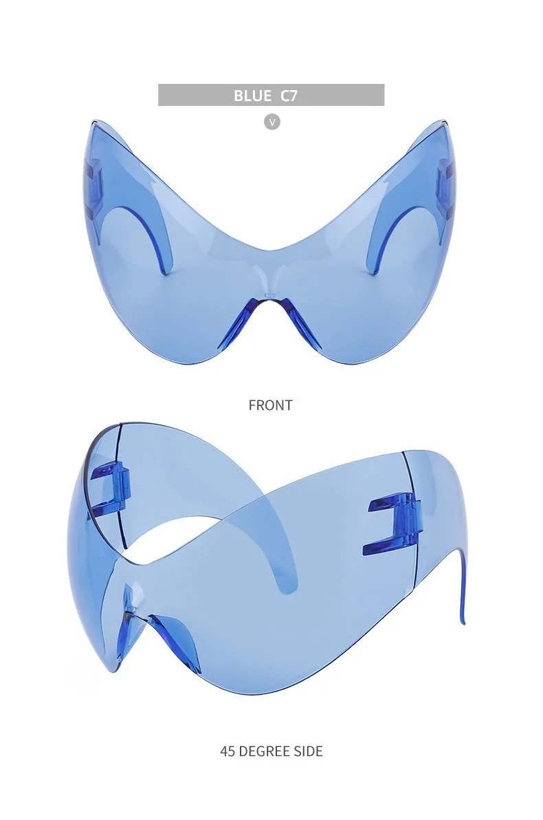 Übergroße Y2k Sport Sonnenbrille Frauen 2000er Wrap Around Schild Goggle Männer Luxus Marke Designer Trends Punk Sonnenbrille Oculos – Detail 23