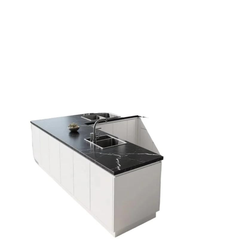 

Modern stainless steel outdoor kitchen island cabinet with sink with stylish door and barbecue function