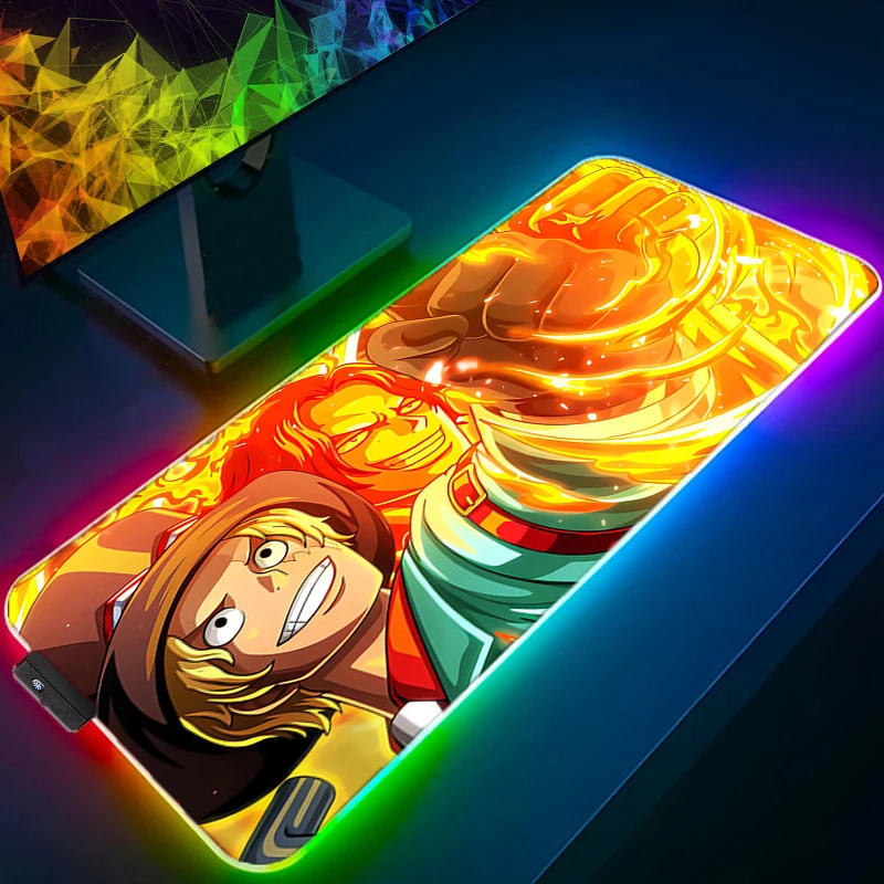 

RGB LED Mouse Pad Office Desk Mat Computer Gamer One Piece Sabo Mousepad Rubber Keyboard Pad PC Accessories Mouse Mat Tablet Pad