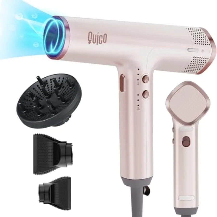 

Salon hair dryers for women: pink BLDC motor dryer, 7X faster drying, 1875W/110, 000 RPM, 2 billion negative ions, quiet operat