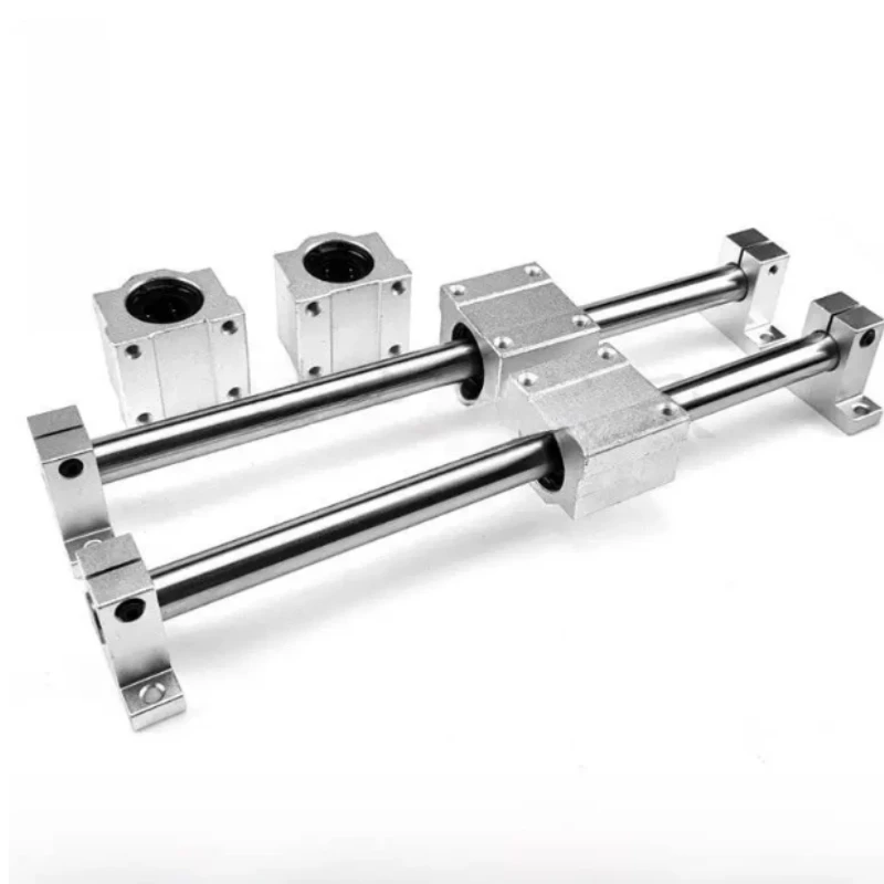 Linear Smooth Shaft Guide Rail Sliding Table, Cylindrical Hard Shaft Slider Bracket Full Set for Mechanical Motion