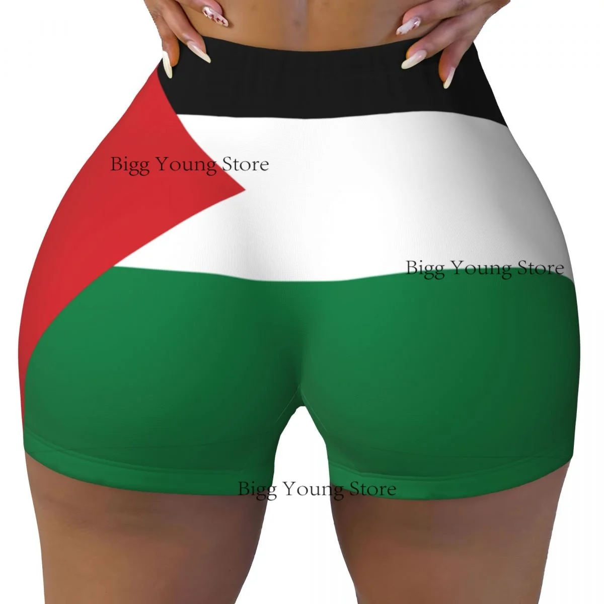 Booty Shorts Sexy Tight Hip Sports Shorts Palestine Flag Fitness Women's Comfortable Yoga Shorts