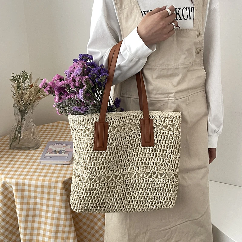

New Handmade Straw Woven Shoulder Bags for Women Bohemian Beach Purse Summer Rattan Handbags Crossbody Clutch Casual Ladies Tote