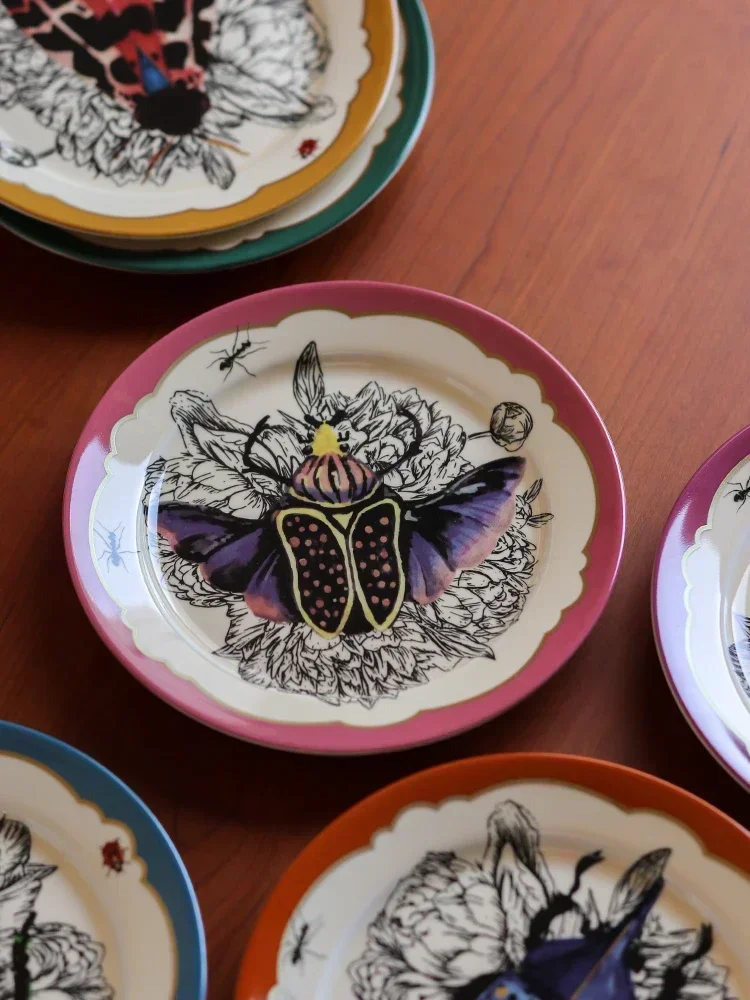 British designer insect series ceramic and dishes, niche design, personalized creative Western dinner plates