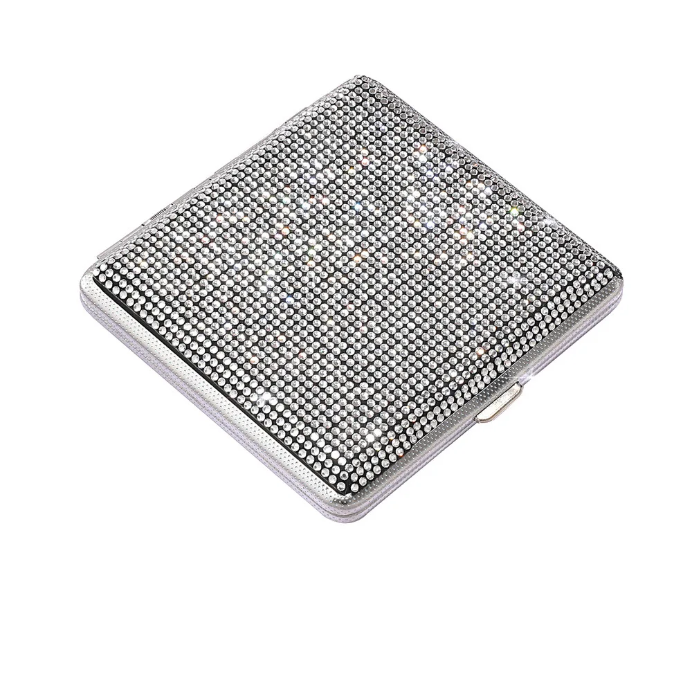 

Diamond Encrusted Cigarette Box Metal 20 Pieces Windproof Cigarette Storage Box Creative Portable Women's Car Cigarette Case