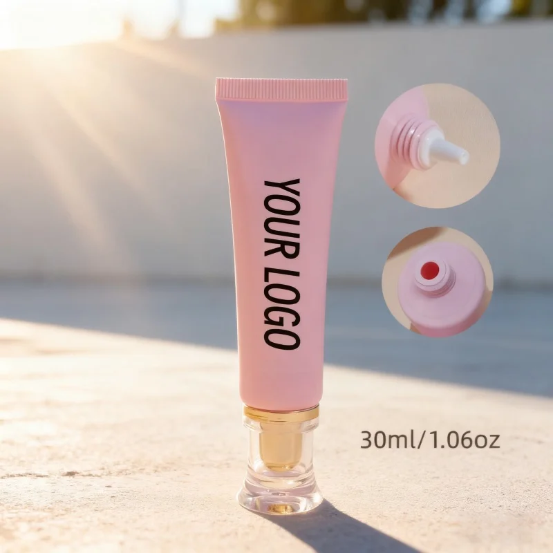 【ロゴカスタム】50個 カスタマイズされた30gフロストピンクホース、ゴールド/シルバーウエストクロージャー付き、アクリルカバー、インナープラグ付き、少量生産