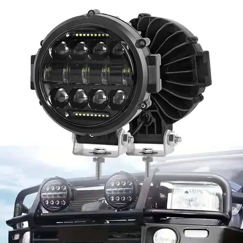 Barra de luz redonda de 7 pulgadas y 150W, lámpara de conducción de trabajo Led DRL de haz alto/bajo para camión, Jeep, todoterreno, SUV, UTV, ATV, LED antiniebla