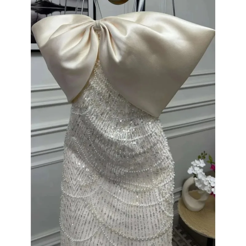 أنيقة مطرز الكرة ثوب قبالة الكتف مساء اللباس الفاخرة الترتر حزب اللباس Vestdos دي فييستا مخصص