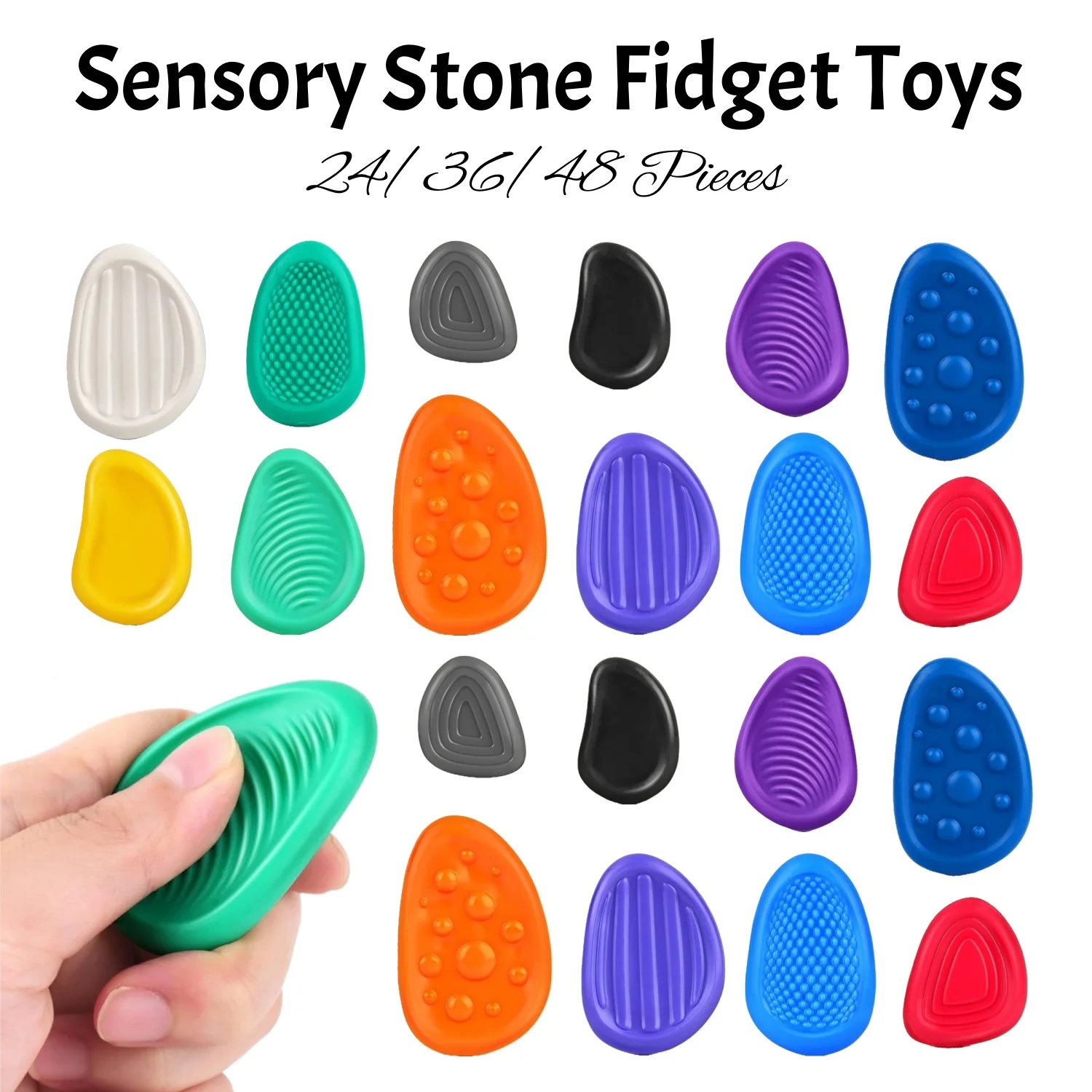 

24-48 шт. игрушки-непоседы для взрослых, сенсорный камень, текстурированный камень беспокойства, игрушки для снятия стресса, классные студенческие призы, сувениры для дня рождения