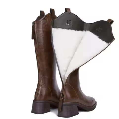 DIMANYU Long Boots Women's Genuine Leather Winter 2025 New Natural Wool Female Boots Fashion Western Cowboy Boots Ladies