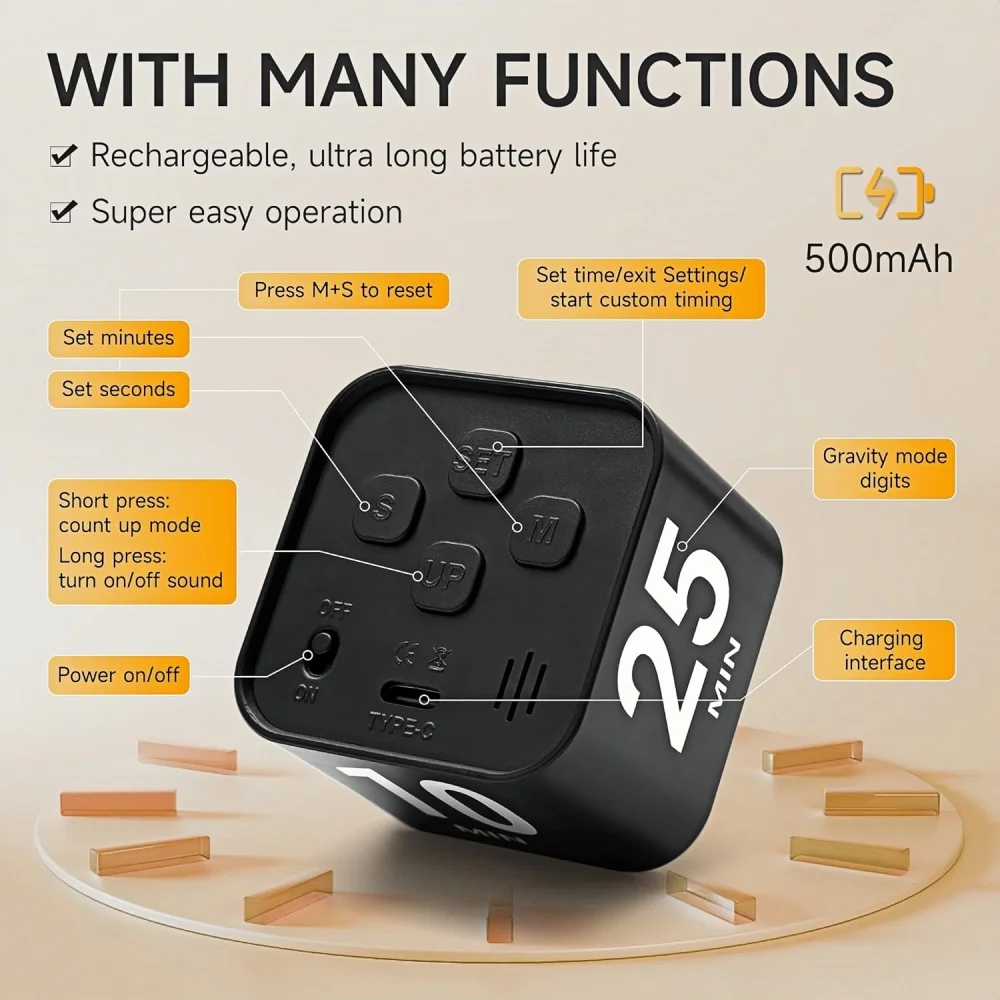 مؤقت مطبخ رقمي صغير بومودورو، ساعة توقيت لمكتب اللياقة البدنية والدراسة، مؤقت الطماطم المكعب البصري، أداة إدارة الوقت #4