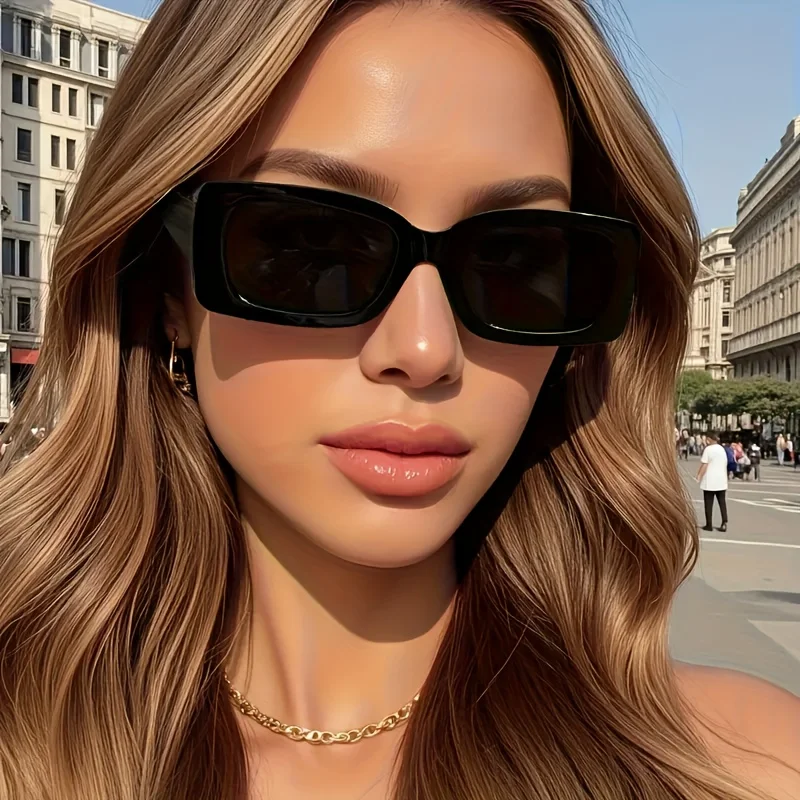 1Pc Classic Fashion Square Frame Sunglasses Black Glasses Fashion Accessory for Daily Wear Driving Camping Outdoor